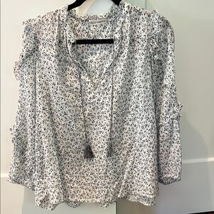 Ulla Johnson navy and white cotton blouse, size 4.  Excellent condition